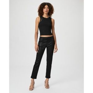 NEW Paige Mayslie Straight Ankle Jeans Black Luxe Coating